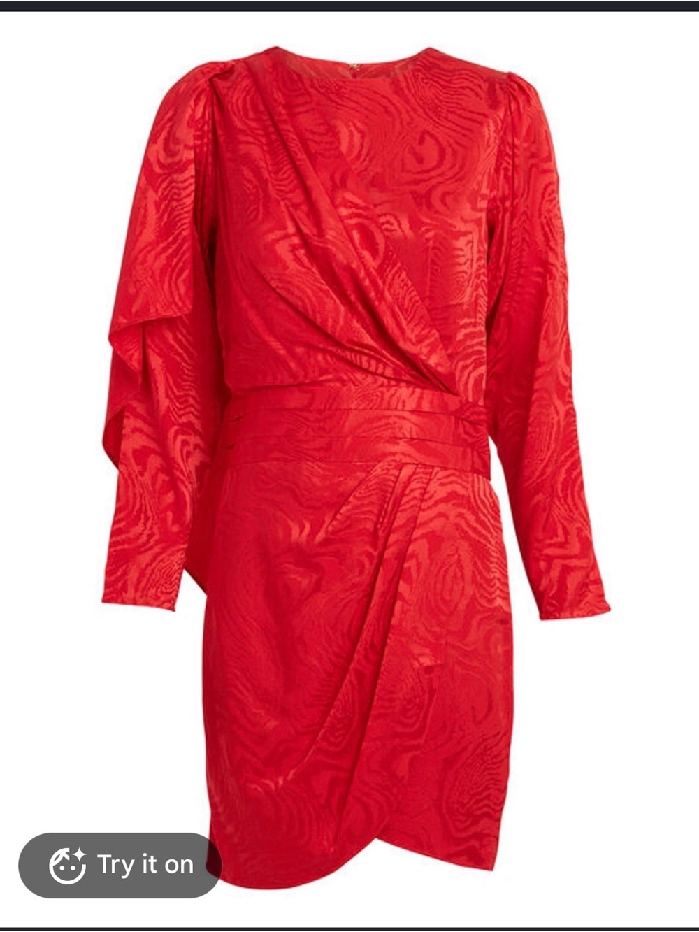 Ronny Kobo Collection Red Shanaya Draped Long-Sleeve Mini Dress